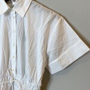 J.Crew Elena Mini Shirtdress Cotton Poplin Short Sleeves Vacation CI856 White T6